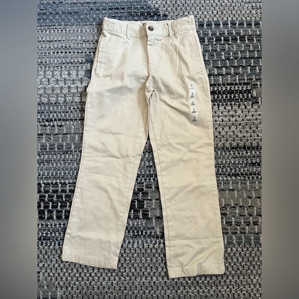 👖 NWOT Children’s Place Boys Flat Front Khaki Pants in Tan, Size 7